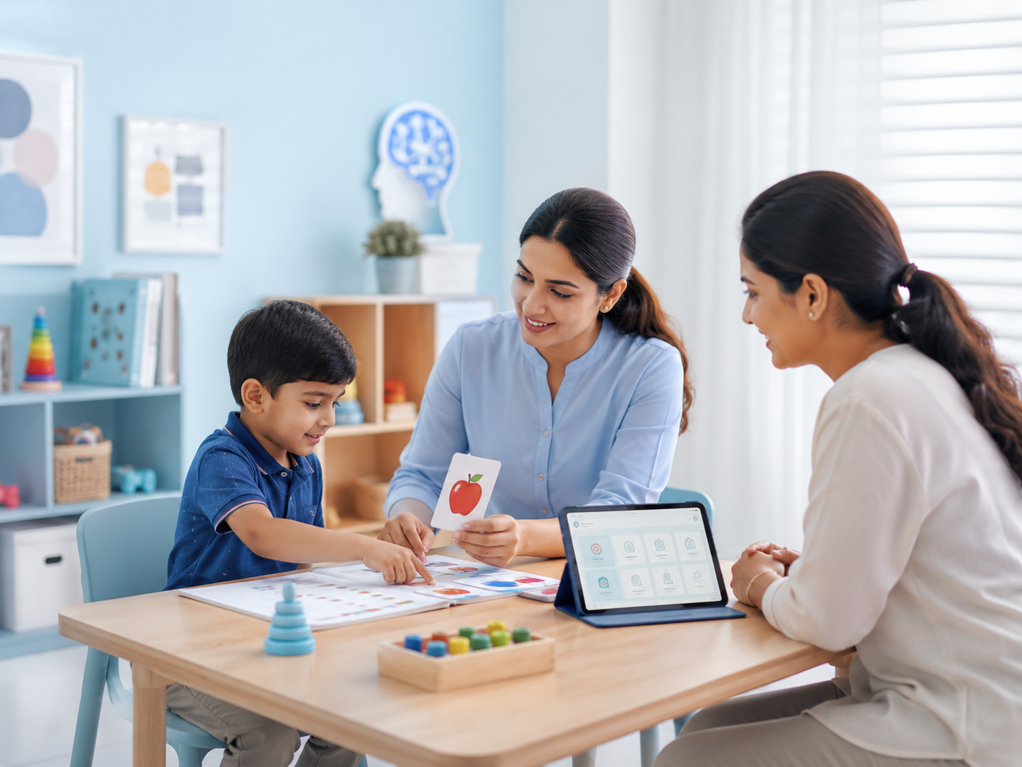Session Mate platform showing screening, IEP planning and learning materials for children with developmental needs